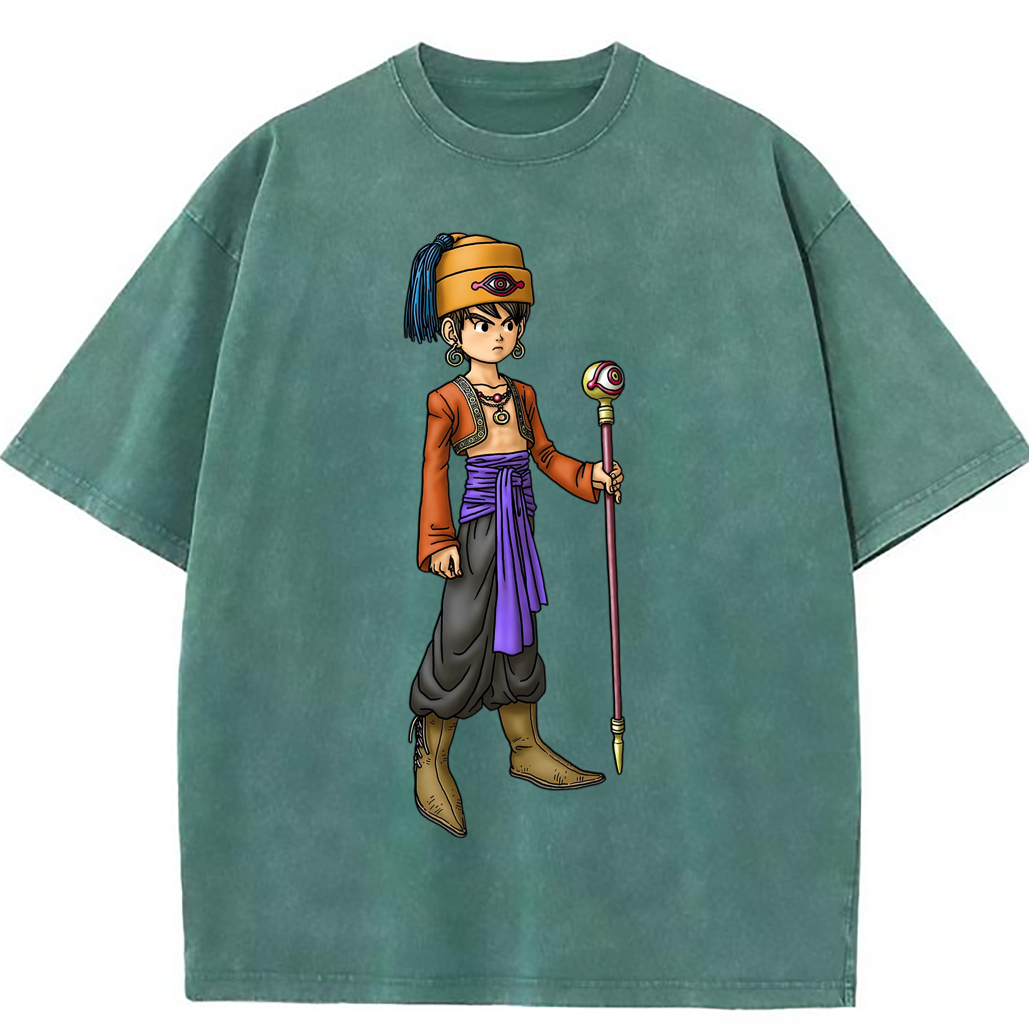 （画像用） ドラゴンクエスト Doragon Kuesuto Dragon Quest 綿100% ヴィンテージ風 半袖Tシャツ（フロントプリント）